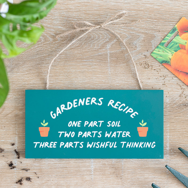 Gardeners Recipe Hanging Sign