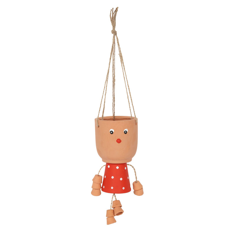 Red Pot Man Hanging Terracotta Planter