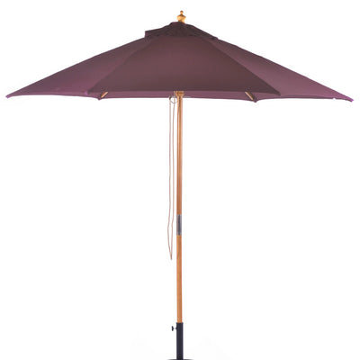 2.5M Parasol Hardwood Garden Umbrella, Burgundy, Pulley Operated
