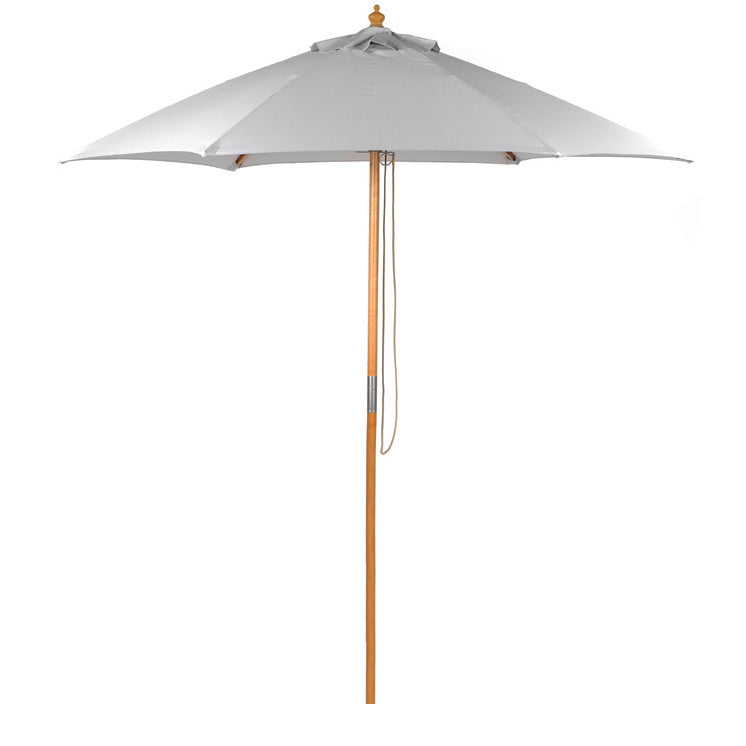 2.5M Parasol Hardwood Garden Umbrella, Light Grey Pulley Operated