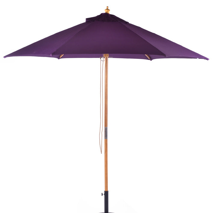 2.5M Parasol Hardwood Garden Umbrella, Purple, Pulley Operated