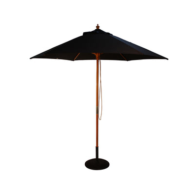 2.5M Parasol Hardwood Garden Umbrella, Black, Pulley Operated
