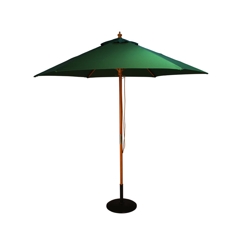 2.5M Parasol Hardwood Garden Umbrella, Forest Green, Pulley Operated