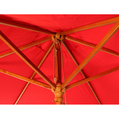 2.5M Parasol Hardwood Garden Umbrella, Red, Pulley Operated