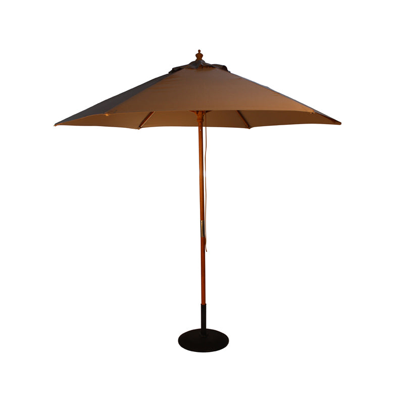 2.5M Parasol Hardwood Garden Umbrella, Taupe, Pulley Operated