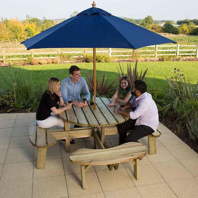 Heavy Duty Large Round Picnic Table 8 Seat 215cm Footprint