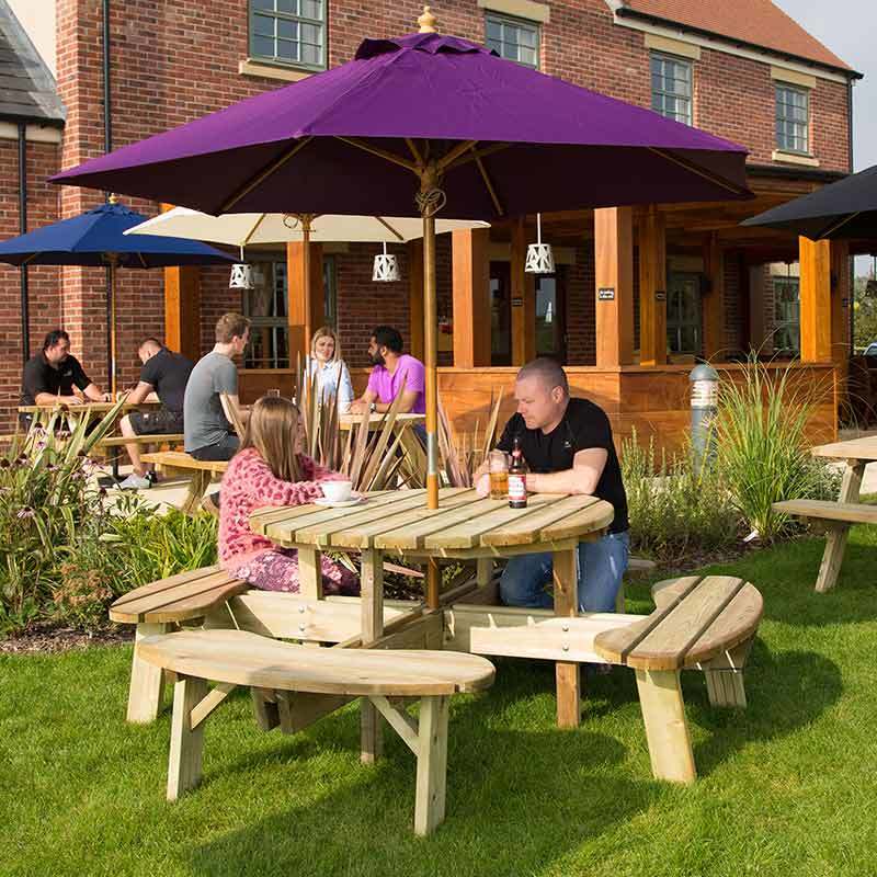 Forest Garden Forest Circular Picnic Table With Seat Backs Wooden