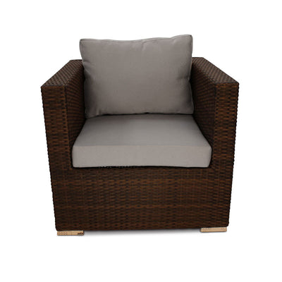 Luxury Rattan Armchair with Light Grey Cushions