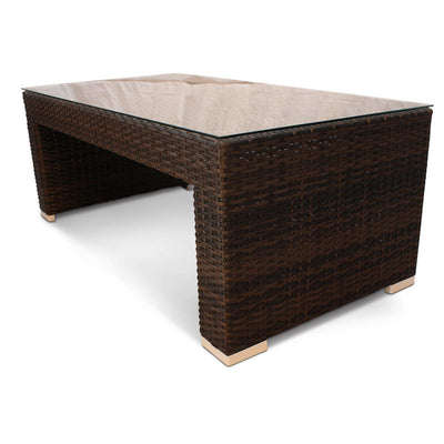 Luxury Rattan Outdoor Coffee Table with Glass Table Top