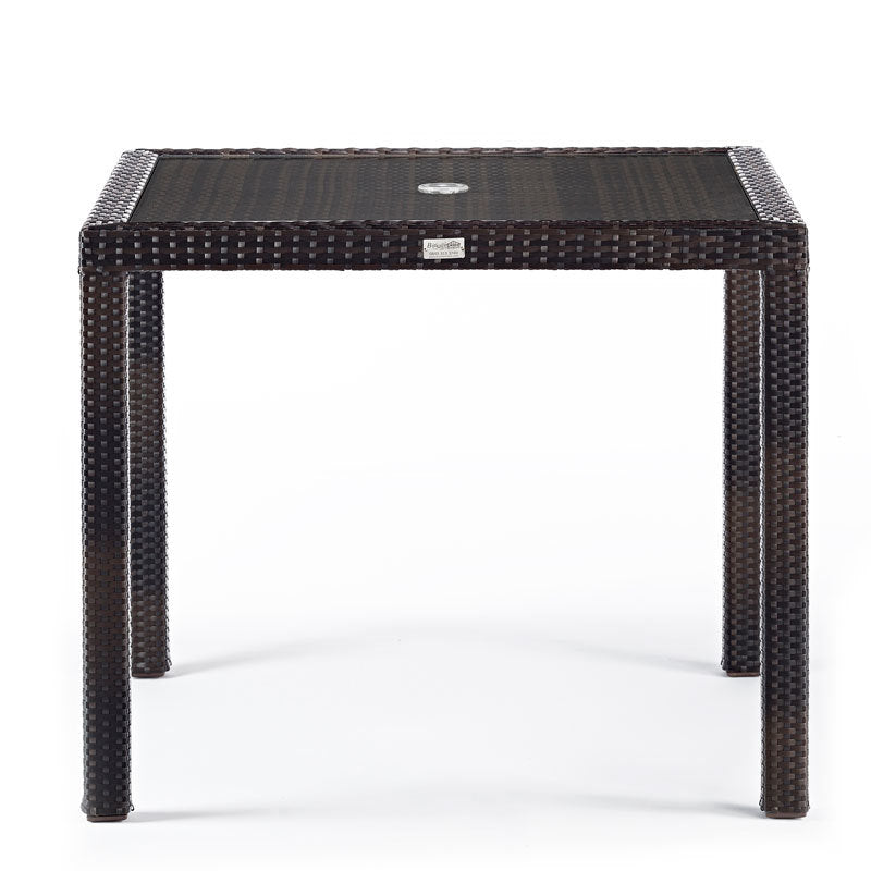 Rattan Square Garden Table With Inlaid Glass Top
