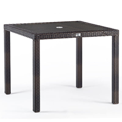 Rattan Square Garden Table With Inlaid Glass Top