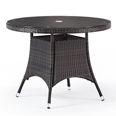 Diego 4 Seat Rattan Dining Set with Circular Glass Top Table