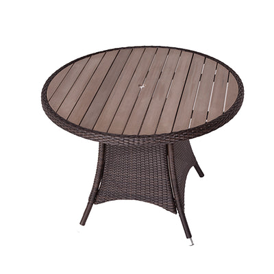 Rattan Garden Table with 100cm Round Plaswood Top