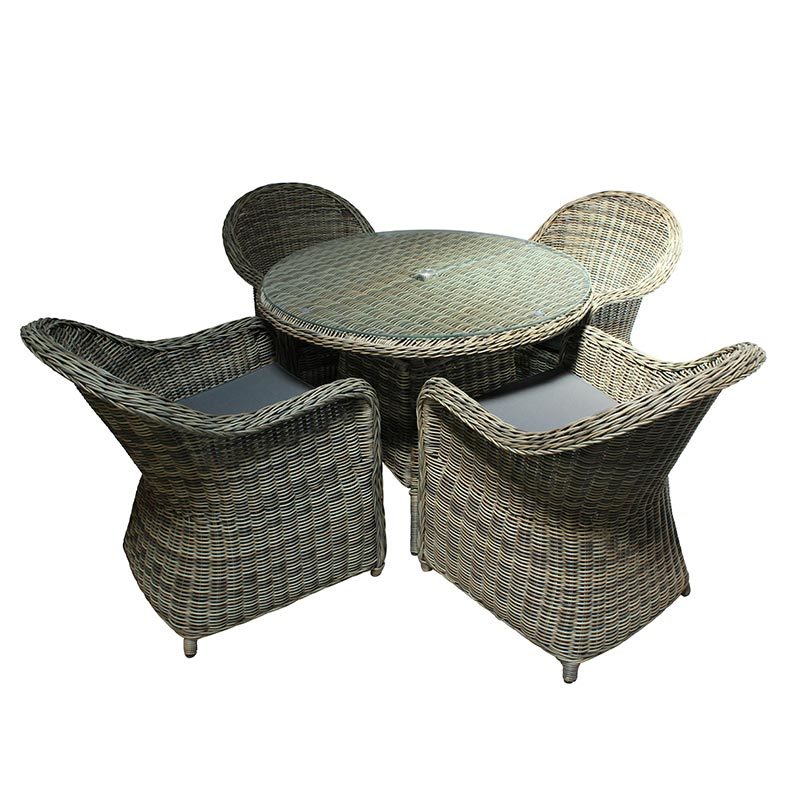 Rattan 4 Seater Round Outdoor Dining Set