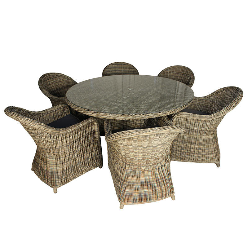 Rattan 6 Seater Round Outdoor Dining Set