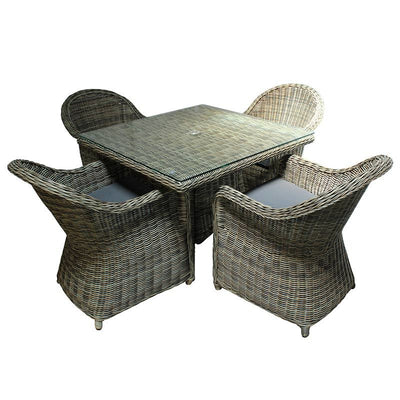 Rattan 4 Seater Square Outdoor Dining Set