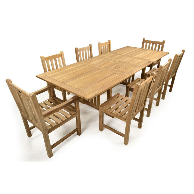 Large Eight Person Double Extending Outdoor Dining Set