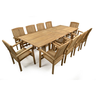 Large Ten Seater Double Extending Outdoor Dining Set