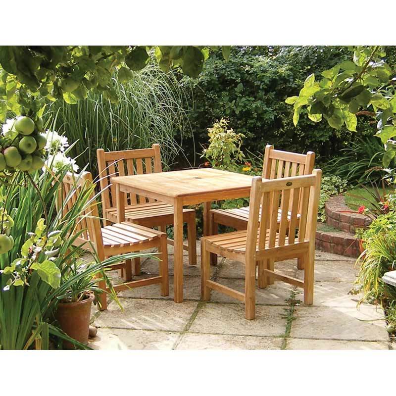 Teak 4 Seat Square Table Outdoor Dining Set