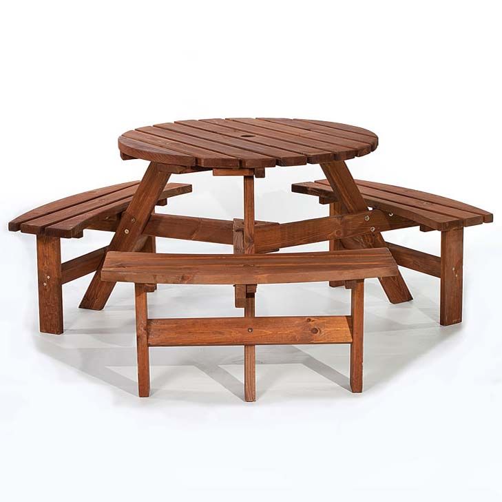 Copy of Round 6 Seat Commercial Picnic Table in Brown