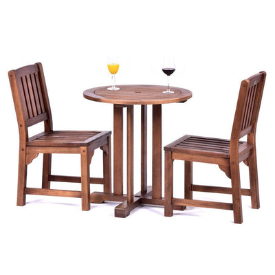 Hardwood Round Pedestal Table and 2 Side Chairs