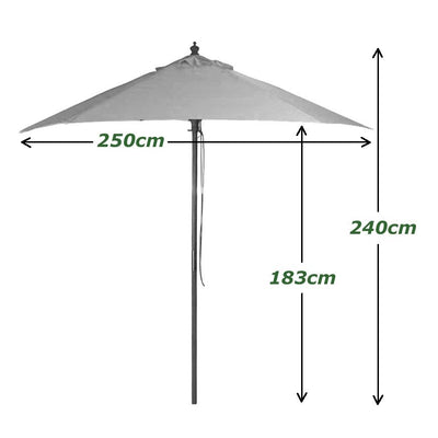 2.5M Parasol Hardwood Garden Umbrella, Dark Grey, Pulley Operated