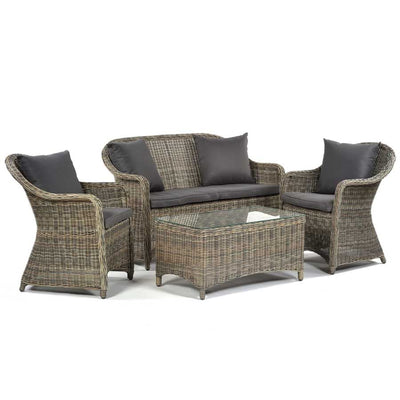 4 Person Sofa Set with Glass Coffee Table