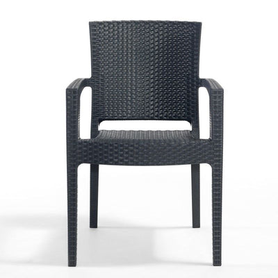 Madrid Rattan Effect Chair - Plastic Stacking Armchair Anthracite