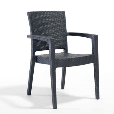 Rattan Style Arm Chair - Anthracite