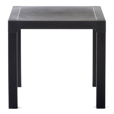 Rattan Effect Square Table - Anthracite