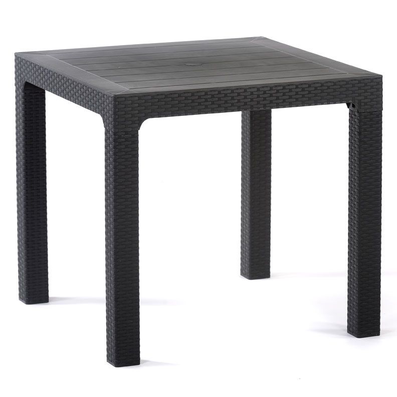 Rattan Effect Square Table - Anthracite