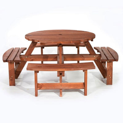 Round 8 Seat Commercial Picnic Table in Brown