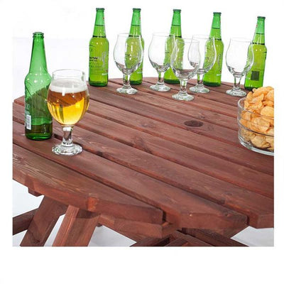 Round 8 Seat Commercial Picnic Table in Brown